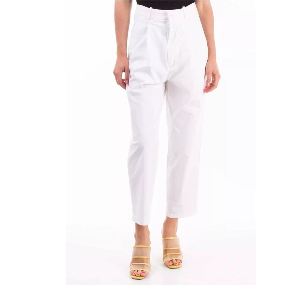 Haikure Italy White Cotton High Rise Wide Leg Cropped Pants 27 Staple Neutral